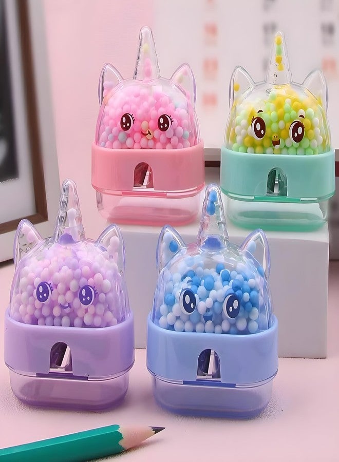 RETRIX Cute Bear Head Balls Pencil Sharpener for Kids - Pencil Sharpener for Kids Stylish, Stationary Set for Kids, Stationary Items - Best Birthday Return Gifts (Pack of 4; Assorted Color) - Image 1